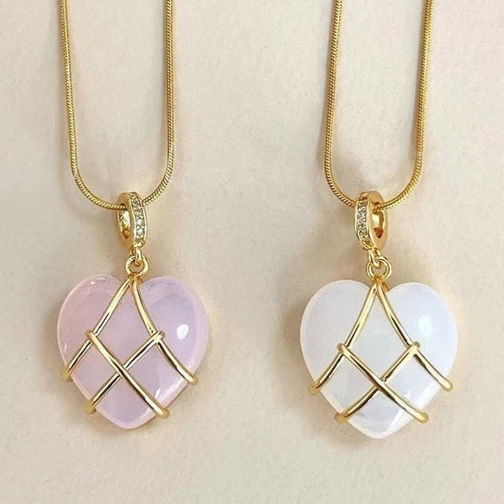 Olivenorma Heart Shape Natural Crystal Gemstone Necklace - image 23