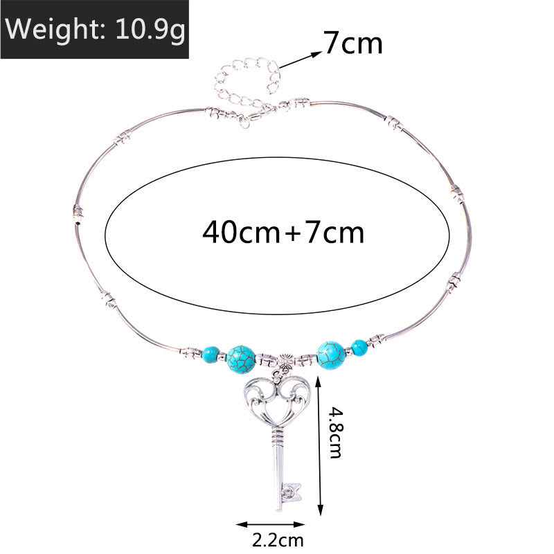 Olivenorma Turquoise Bohemian Love Key Pendant Necklace - image 6