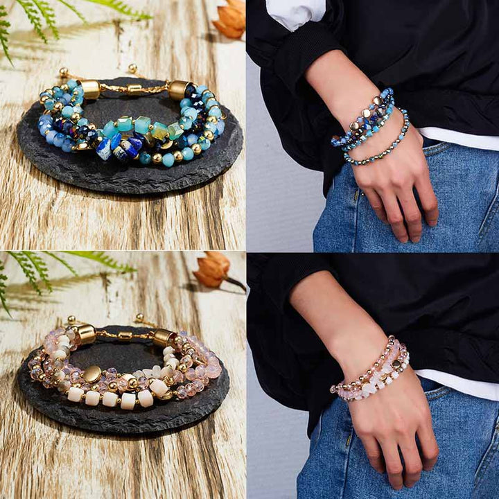 Olivenorma Colorful Natural Crystal Winding Multilayer Adjustable Bracelet  - image 9