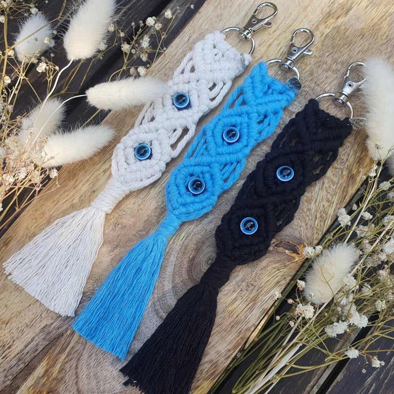 Olivenorma Bohemian Handwoven Colored Cotton Tassel Evil Eye Ornament - image 0