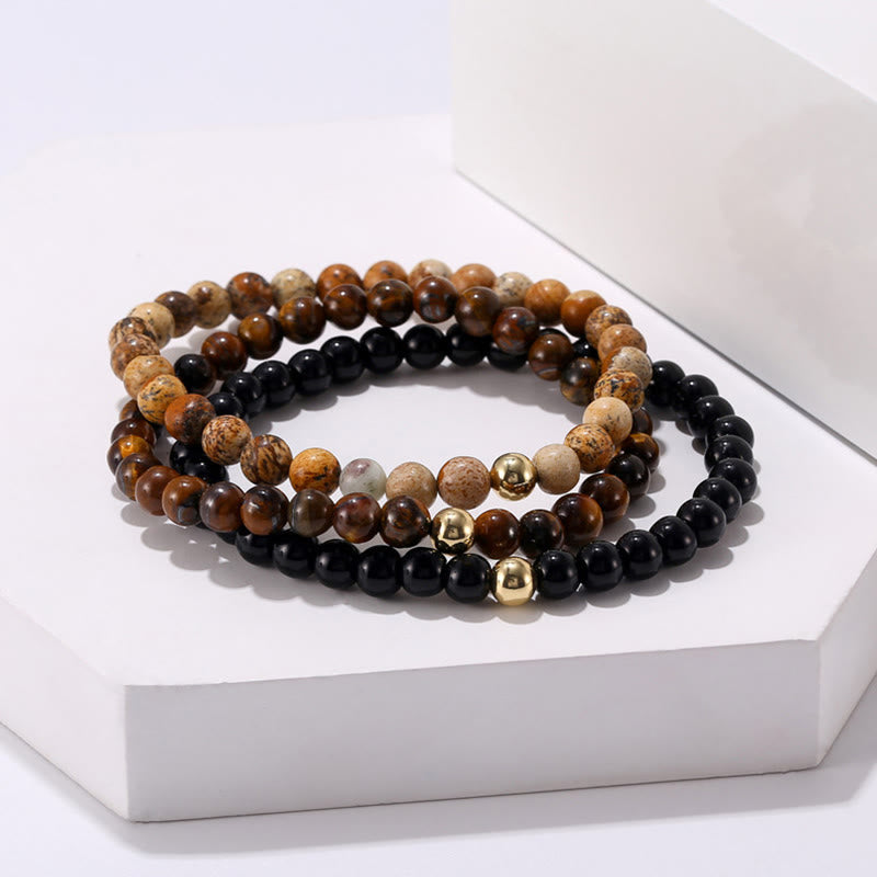 Olivenorma 6mm Onyx & Tiger Eye Stone Accessories Beads Bracelet - image 3