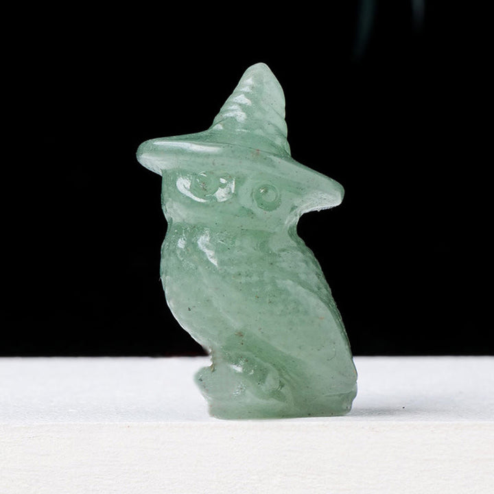 Olivenorma Halloween Crystal Owl Carving Gemstone Decoration - Green Aventurine - image 12
