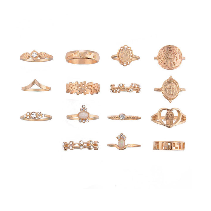 Olivenorma Opal Vintage Cross 15 Piece Alloy Ring Set - image 3