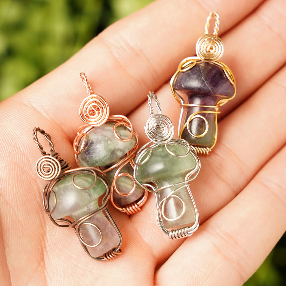 Olivenorma Natural Healing Stone Mushroom Necklace - image 46