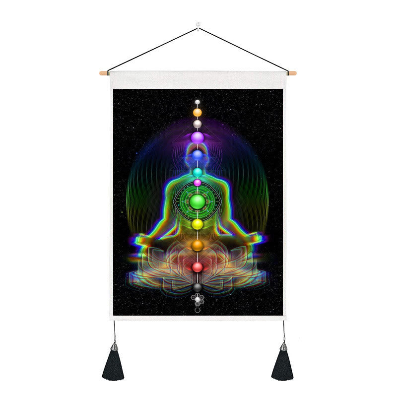 Olivenorma Zen Meditation Decorative Printed Chakra Tapestry - Chakra & Black - 35*50cm - image 2