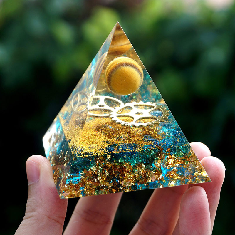 Tiger Eye Sphere With Blue Quartz Orgone Pyramid  - Tiger Eye&Blue Quartz - image 0