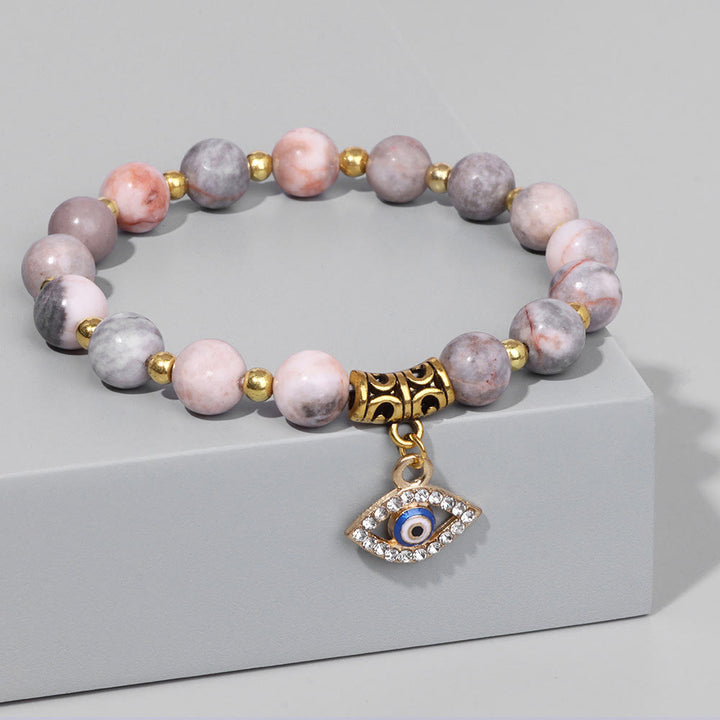 Olivenorma Natural Stone Beaded Evil Eye Pendant Bracelet - image 22