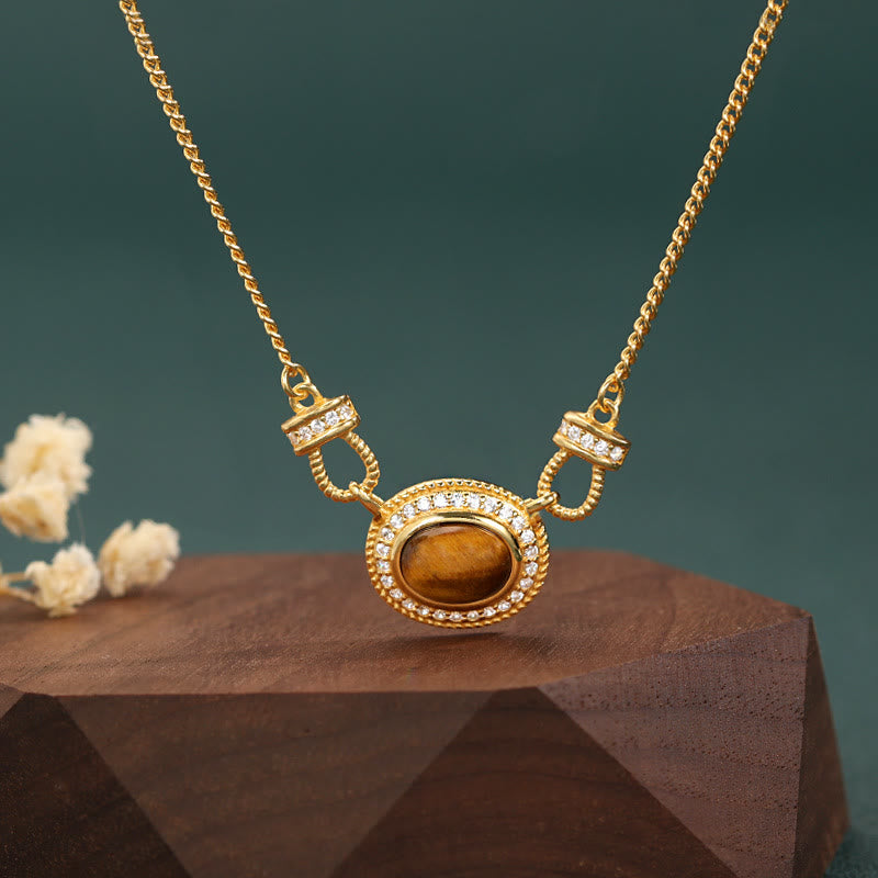 Olivenorma "The Book Of Galaxy"-Tiger Eye Stone Retro Necklace - Tiger Eye - image 0