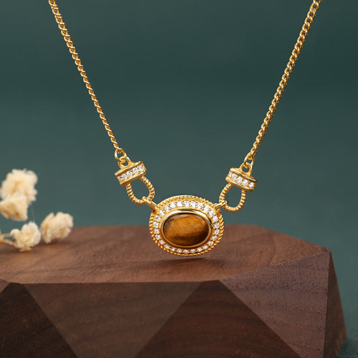 Olivenorma "The Book Of Galaxy"-Tiger Eye Stone Retro Necklace - Tiger Eye - image 0
