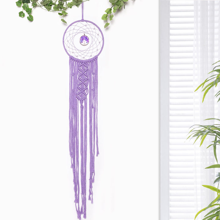 Olivenorma Woven Round Solar Tree of Life Crystal Dream Catcher - Amethyst - image 12