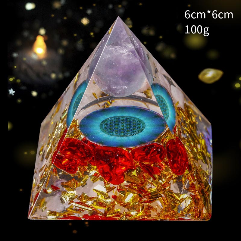 Olivenorma Amethyst Sphere With Pink Crystal Orgone Pyramid - image 3