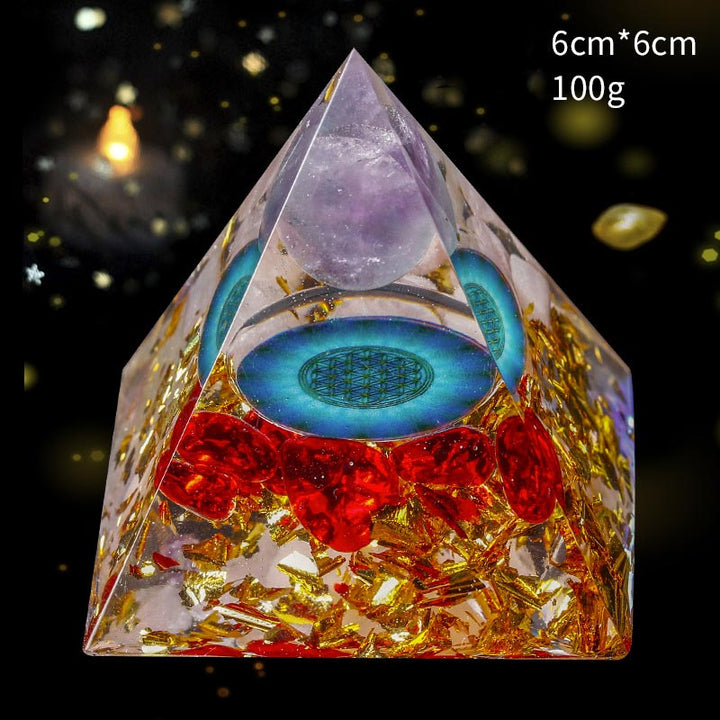 Olivenorma Amethyst Sphere With Pink Crystal Orgone Pyramid - image 3