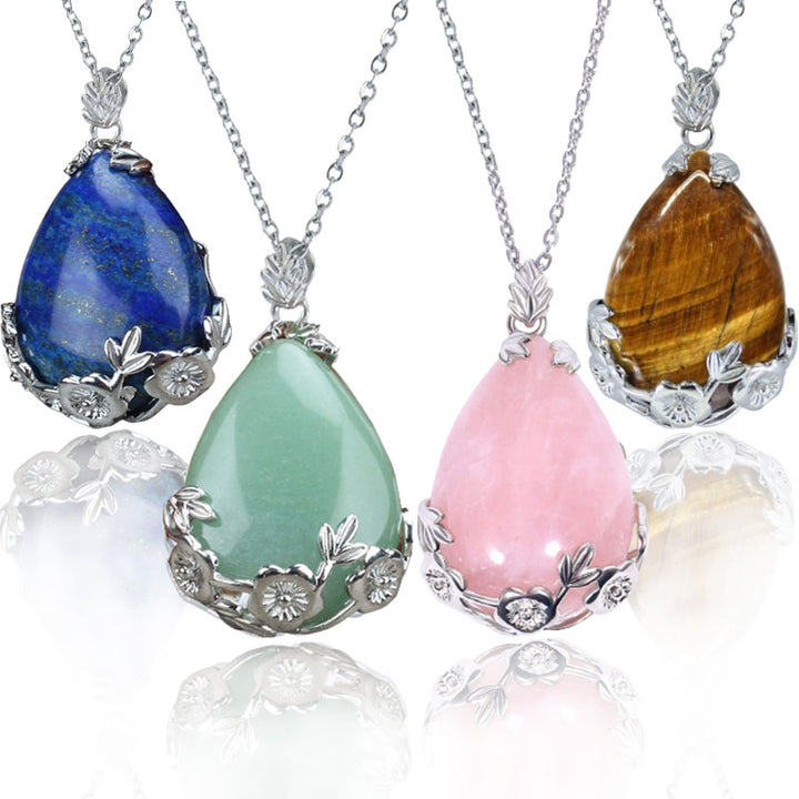 Natural Stone Water Drop Plum Necklace - image 0