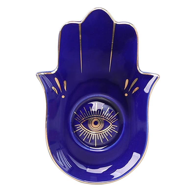 Olivenorma Hamsa Small Tray Evil Eye Jewelry Plate Coaster - Blue - Hamsa Evil Eye#1 - image 5