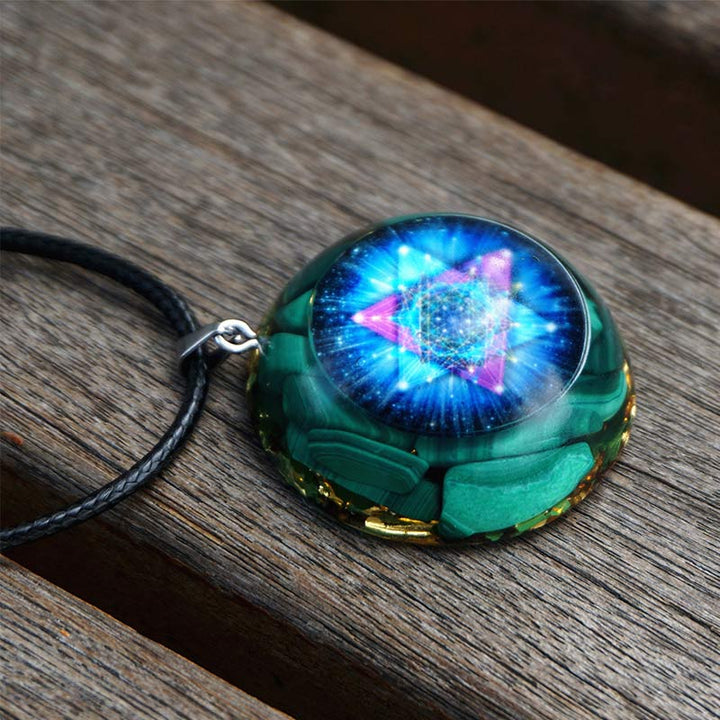 Olivenorma Malachite Metatron's Cube Reki Necklace - image 1