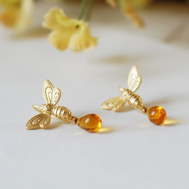 Olivenorma Bee Topaz Honey Drop Amber Earrings & Necklace - image 3