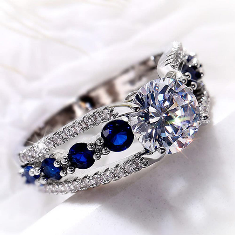 Olivenorma Creative Hollow Sapphire Blue Zircon Ring - Sapphire#1 - 10 - image 0