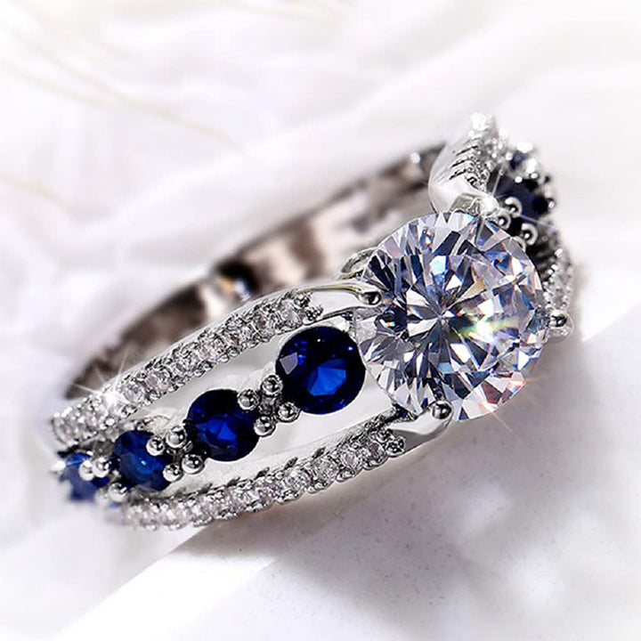 Olivenorma Creative Hollow Sapphire Blue Zircon Ring - Sapphire#1 - 10 - image 0
