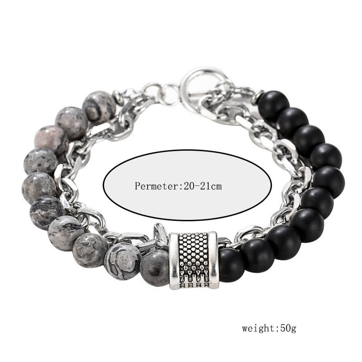 Olivenorma Punk Frosted Stone Combination Geometric Shape Men Bracelet - image 21