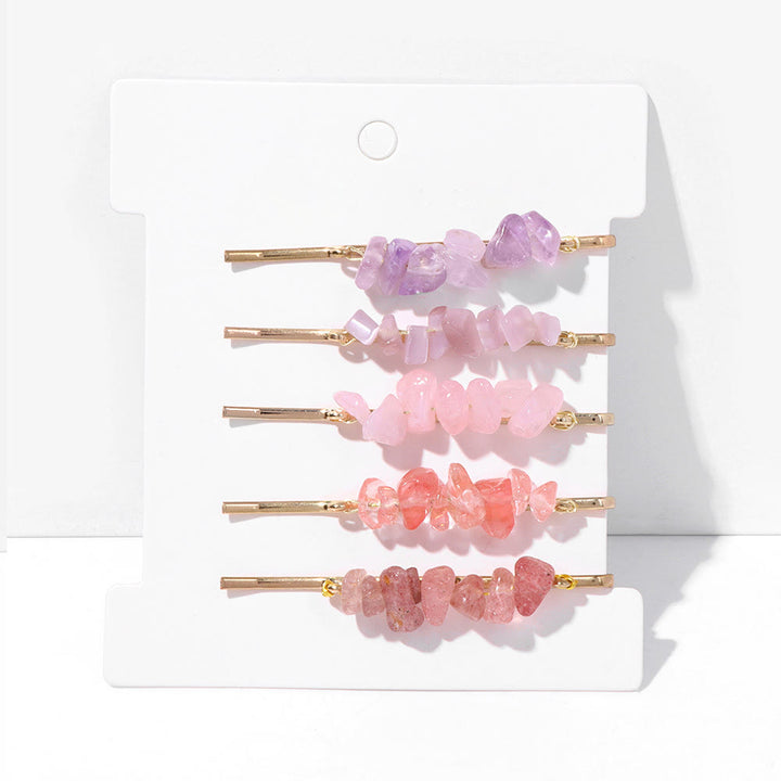 Olivenorma 5Pcs Healing Crystal Hairpin - Lepidolite&Rose Quartz&Red Smelting Quartz&Strawberry Quartz - image 7