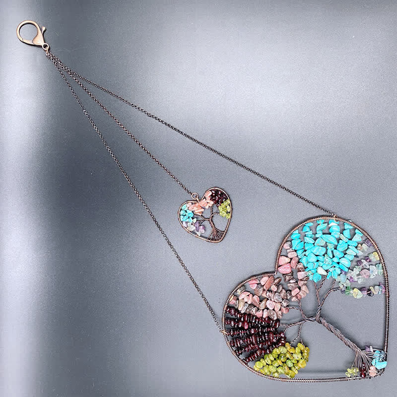 Olivenorma Heart Shape Chakra Tree Of Life Crystal Dream Catcher - image 17