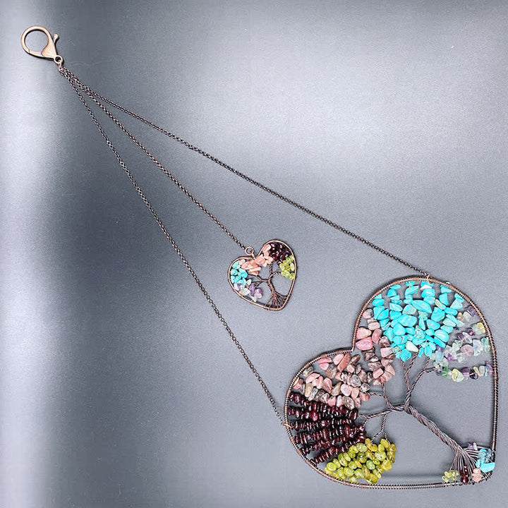 Olivenorma Heart Shape Chakra Tree Of Life Crystal Dream Catcher - image 17