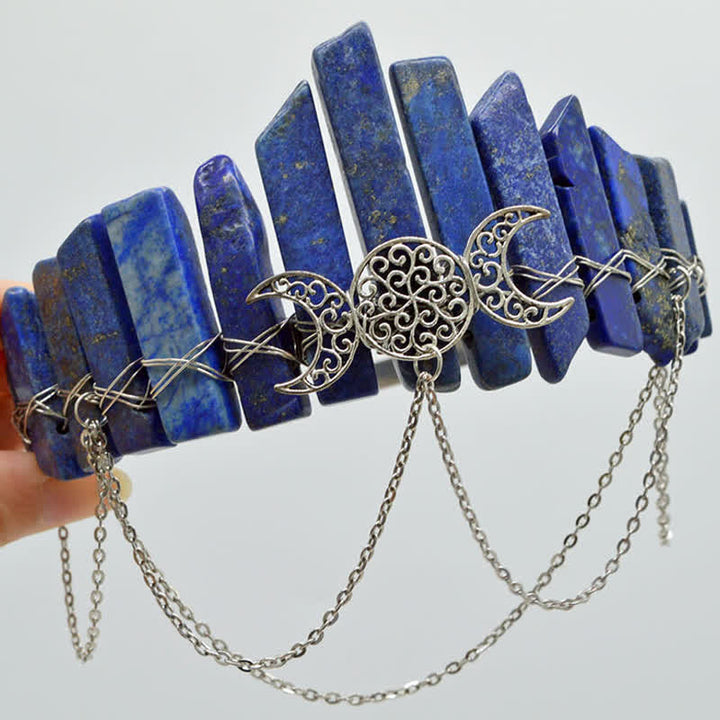 Olivenorma Cresent Moon Goddess Natural Crystal Crown - Lapis Lazuli - image 10