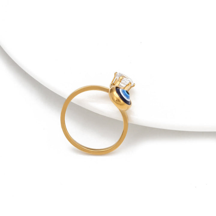 Olivenorma White Zircon Gold Plated Evil Eye Women Ring - image 14