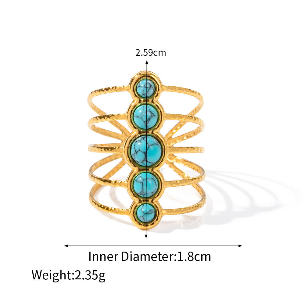 Olivenorma Stainless Steel Jewelry Gold Color 18K Ring Necklace - Turquoise&Ring #3 - image 10