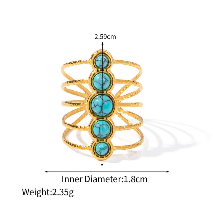 Olivenorma Stainless Steel Jewelry Gold Color 18K Ring Necklace - Turquoise&Ring #3 - image 10