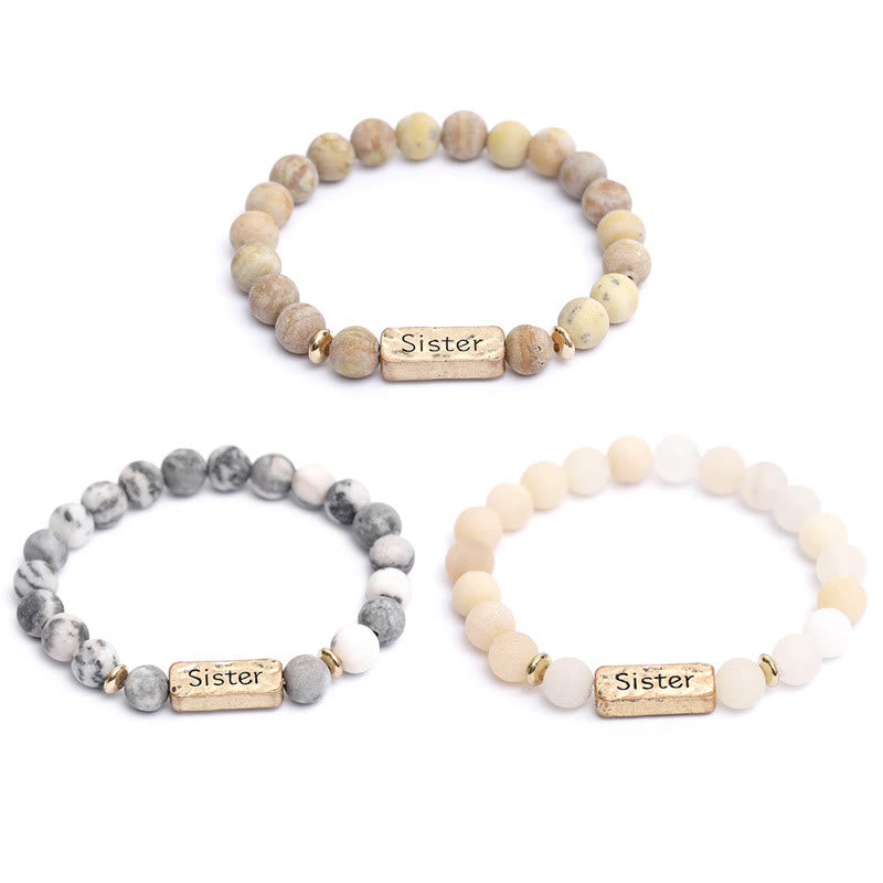 Olivenorma Natural Gemstone Sister Engraving Bracelet - image 13