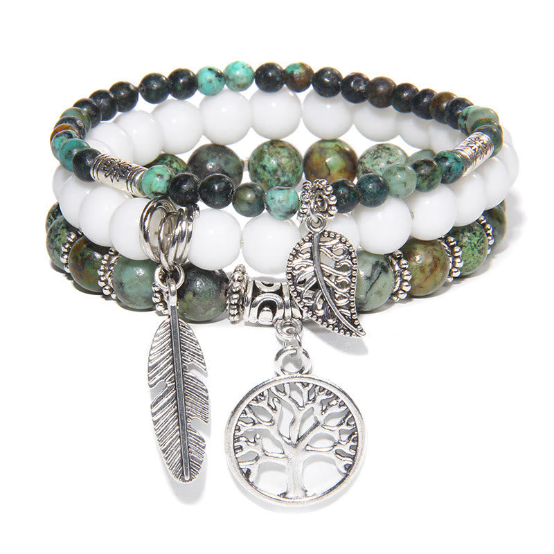Olivenorma "Nature's Healing Moments" African Turquoise Tree Of Life 3 Pieces Bracelet Set  - African Turquoise - image 0