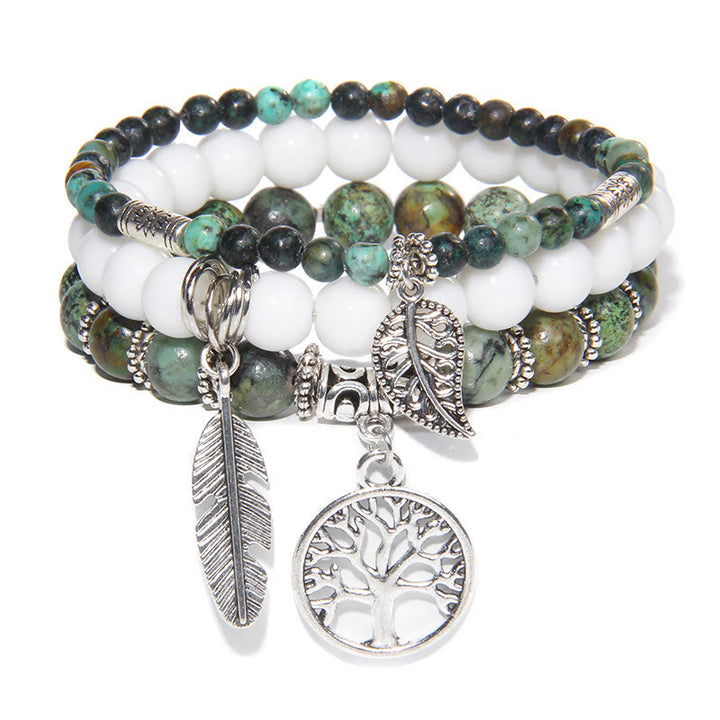 Olivenorma "Nature's Healing Moments" African Turquoise Tree Of Life 3 Pieces Bracelet Set  - African Turquoise - image 0