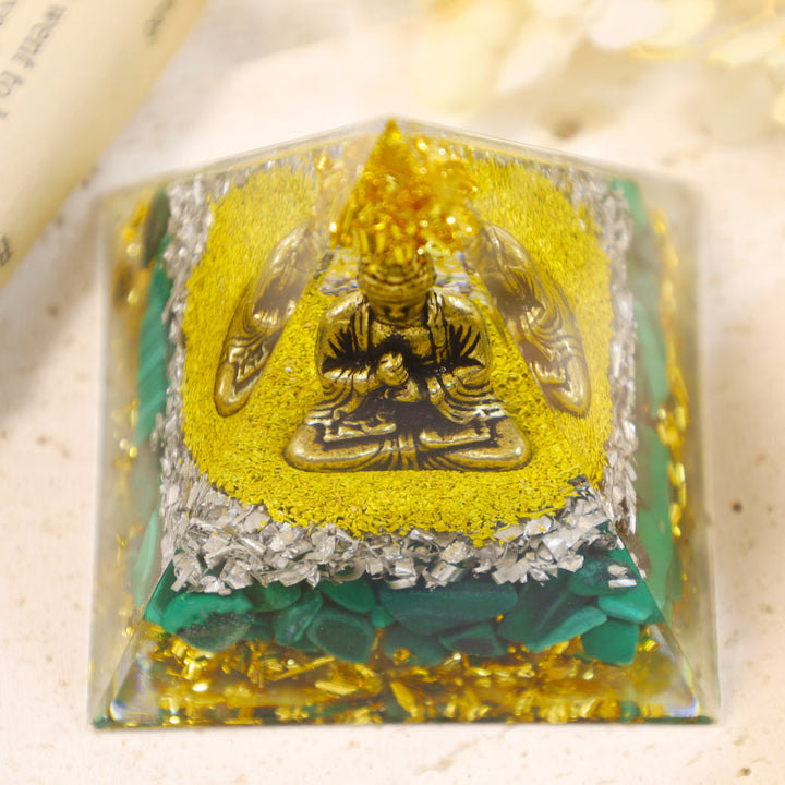 Olivenorma Malachite With Buddha Protection Orgone Pyramid - image 2