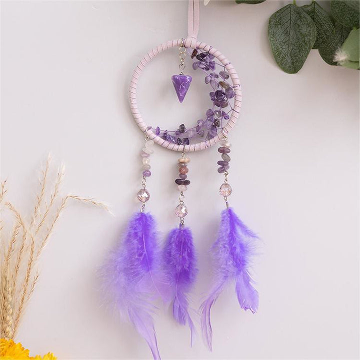 Olivenorma Amethyst Pendant Small Crescent Feather Dream Catcher - image 5