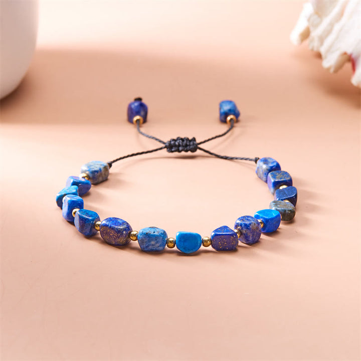 Olivenorma Natural Irregular Stone Beads Hand Woven Bracelet - Lapis Lazuli - image 11