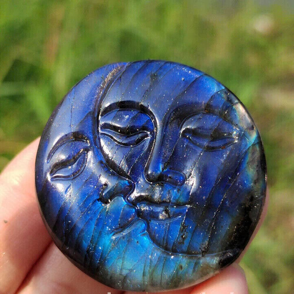 Olivenorma Natural Labradorite Moon Face Ornaments Gemstone Decoration - image 2