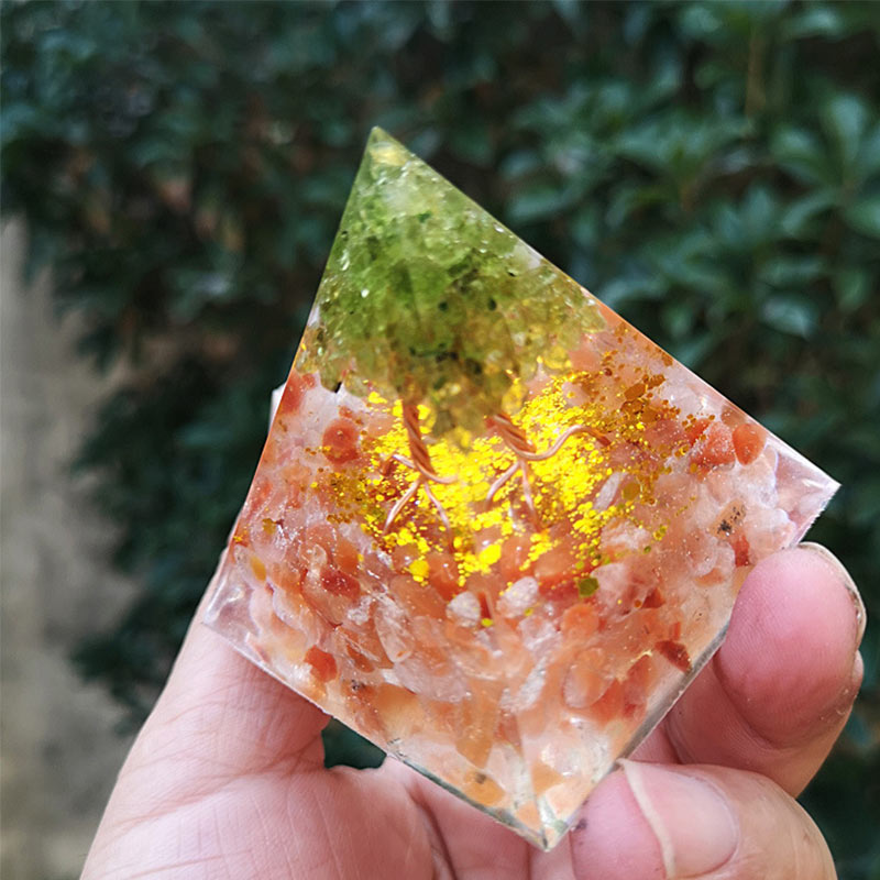 Olivenorma Sun Stone Peridot Tree Of Life Orgone Pyramid - image 1