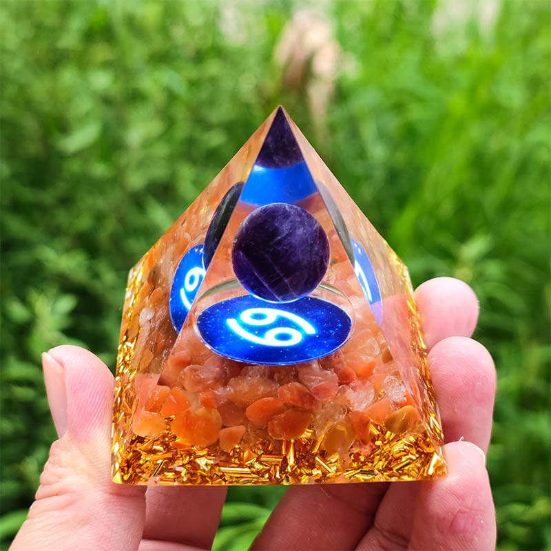 Olivenorma Amethyst with Carnelian Cancer Zodiac Orgone Pyramid - 10*cmcm - YES PLEASE $8 - image 0