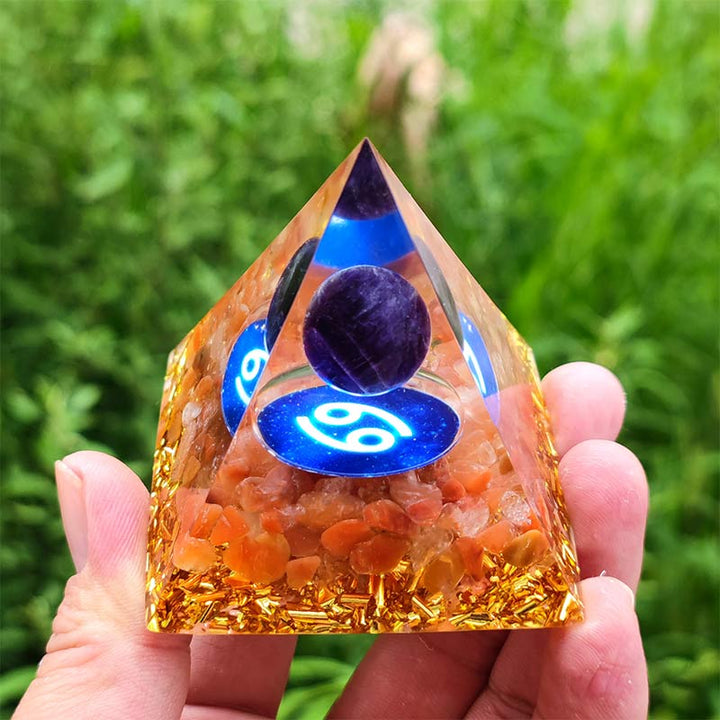 Olivenorma Amethyst with Carnelian Cancer Zodiac Orgone Pyramid - 10*cmcm - YES PLEASE $8 - image 0
