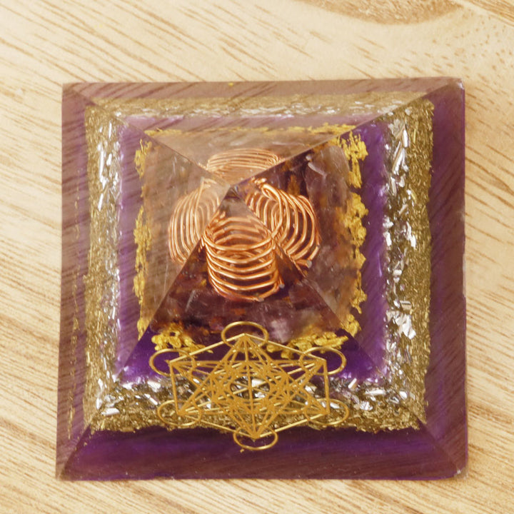 Olivenorma Metatron's Cube Amethyst Orgone Pyramid - image 4