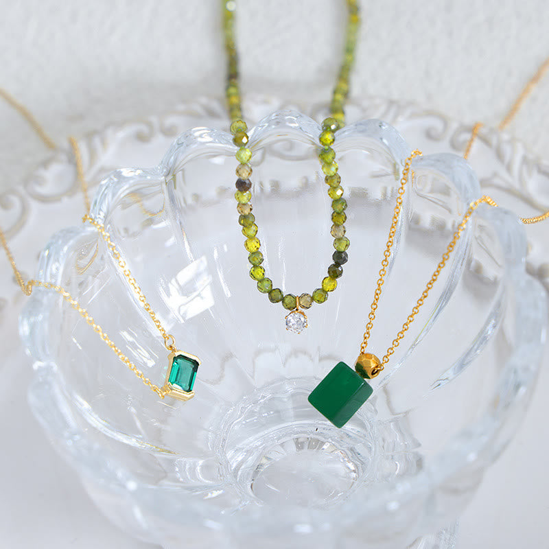 Olivenorma Emerald Green Aventurine Peridot Pendant Beaded Necklace - image 12