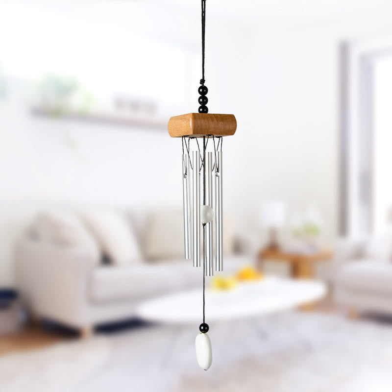 Olivenorma Solid Wood Aluminum Rod Natural Stone Wind Chime - White Jade - image 11