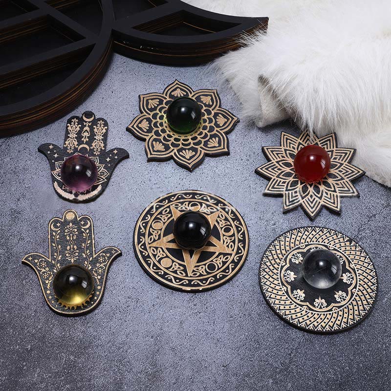 Olivenorma Hamsa Wing Gemstone Display Crystal Ball Stand Decoration - Hamsa Set - image 2