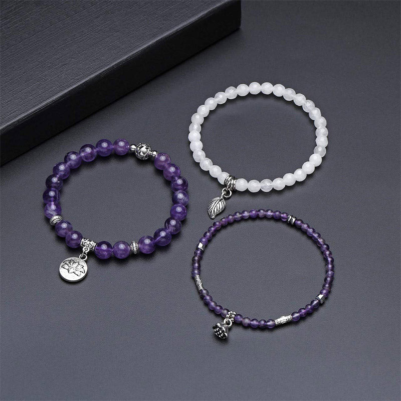 Amethyst Lotus Symbol 3 - Piece Bracelet - image 2
