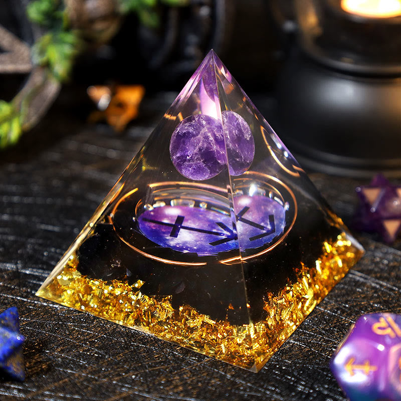 Olivenorma Amethyst Ball Obsidian Gravel Zodiac Sagittarius Orgone Pyramid - image 1