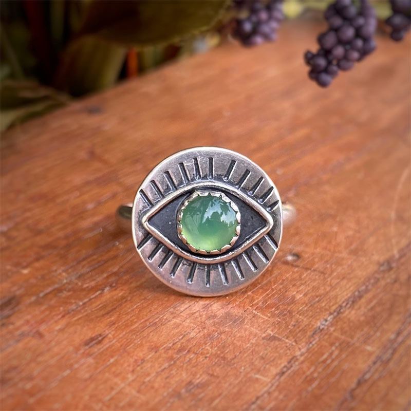 Chrysoprase Evil Eye Protection Ring - Chrysoprase - image 5