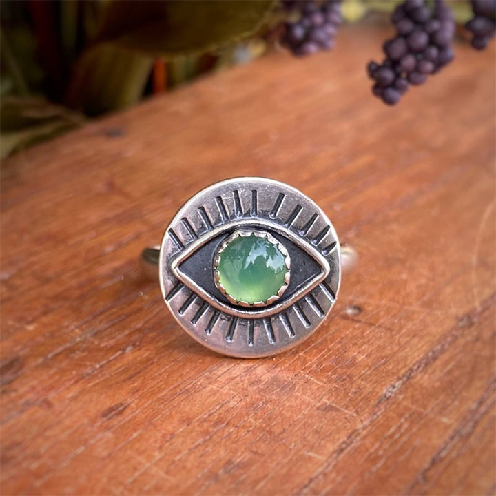 Chrysoprase Evil Eye Protection Ring - Chrysoprase - image 5