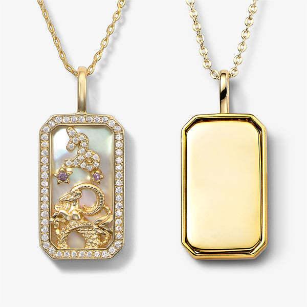 Olivenorma White Zircon 12 Zodiac Engraved Nameplate Necklace - Capricorn - image 11