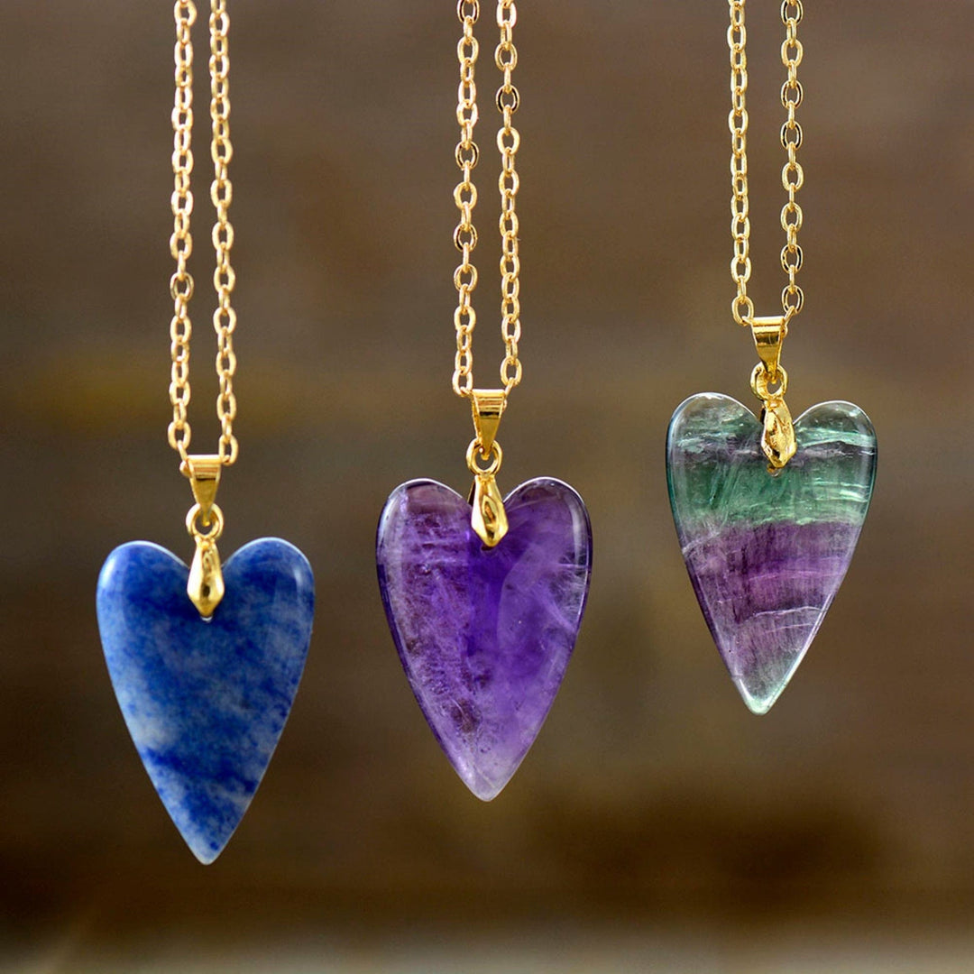 Olivenorma Healing Crystal Heart Pendant Necklace - image 0